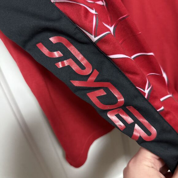Men's Spyder Linear web Dry W.E.B.T Neck Tee Sz L Quarter zip Black Red‎ White - Picture 4 of 12